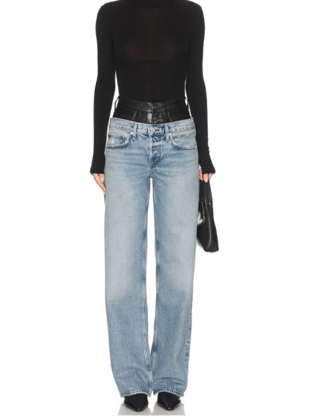 Agolde Elson High Rise Loose Jeans in Detox & Outbreak Size 23